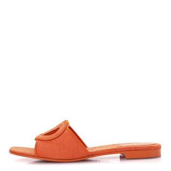 GUCCI Canvas Interlocking G Cut Out Slide Sandals 40 Orange