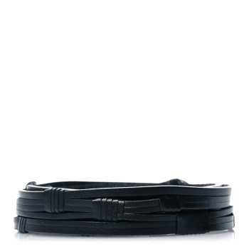 SAINT LAURENT Vegetable Tanned Calfskin Monogram Croissant De Lune Belt 100 40 Black