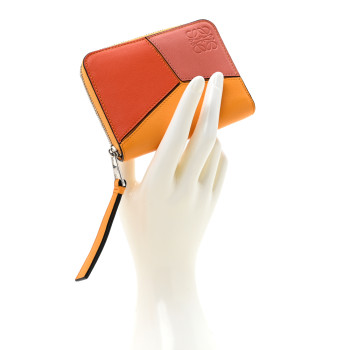 LOEWE Calfskin Puzzle Zip Around Wallet Yellow Multicolor