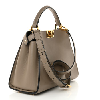 FENDI Tahiti Burro Medium Peekaboo Iconic Essentially Satchel Tortora Black