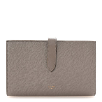 CELINE Grained Calfskin Large Multifunction Strap Wallet Pebble