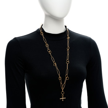 ROBERTO COIN 18K Rose Gold Blue Sapphire Bar Pendant Alternating Oval Link Necklace