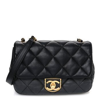 CHANEL Lambskin Quilted Mini Flap Black
