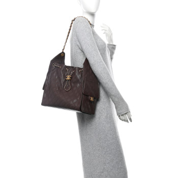 CHANEL Caviar Quilted Medium Chanel 25 Handbag Dark Brown