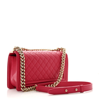 CHANEL Caviar Quilted Medium Boy Flap Fuchsia