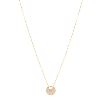 CARTIER 18K Yellow Gold Diamond Mother of Pearl XS Amulette de Cartier Pendant Necklace