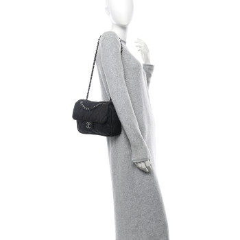 CHANEL Coated Canvas Quilted Le Marais Flap Black