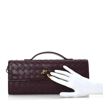 BOTTEGA VENETA Nappa Intrecciato Long Andiamo Top Handle Clutch Barolo