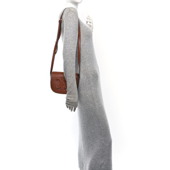 CELINE Smooth Calfskin Cuir Triomphe Folco Crossbody Bag Tan
