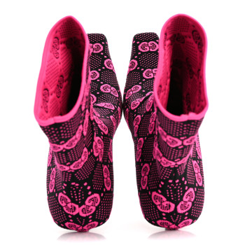 GUCCI Technical Jersey Knit GG Monogram Square G 75mm Ankle Boots 37 Black Neon Fucsia