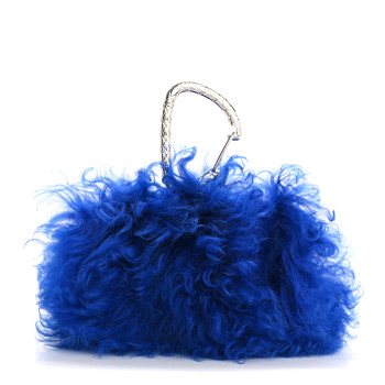 CHANEL Shearling Lambskin CC Hook Card Holder Blue