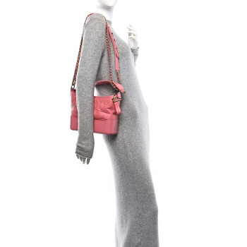 CHANEL Aged Calfskin Quilted Medium Gabrielle Logo Hobo Rose