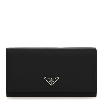 PRADA Tessuto Nylon Triangle Continental Flap Wallet Black