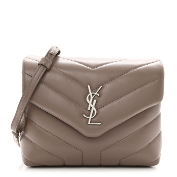 SAINT LAURENT Calfskin Y Quilted Monogram Toy Loulou Crossbody Bag Mink