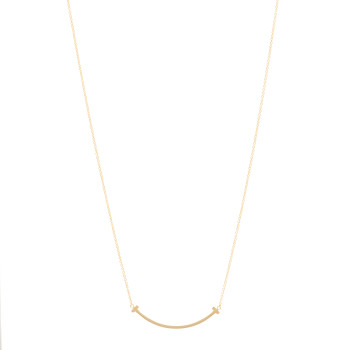 TIFFANY 18K Yellow Gold Small T Smile Pendant Necklace