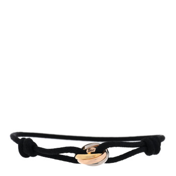 CARTIER 18K Pink Yellow White Gold Trinity Adjustable Cord Bracelet Black