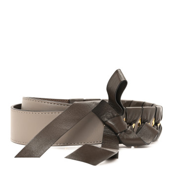 FENDI Calfskin Shiny Nappa Lace Up Bow Strap You Brown