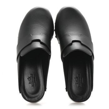 HERMES Calfskin Calya Mules 35 Black