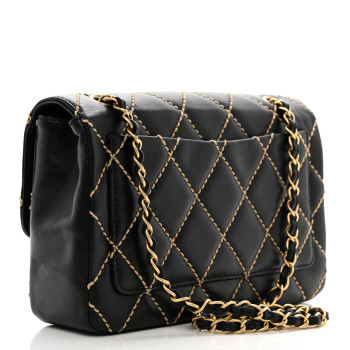 CHANEL Calfskin Quilted Contrast Stitch Medium Flap Black