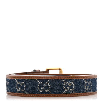 GUCCI New Denim GG Monogram Dollar Calfskin Belt 90 36 Blue Tea Cuir Epilog