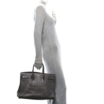 SAINT LAURENT Calfskin Large Sac de Jour Carryall Grey