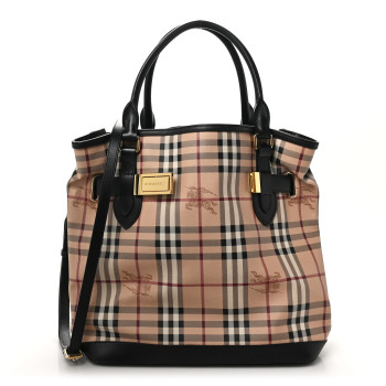 BURBERRY Haymarket Check Medium Golderton Tote Black