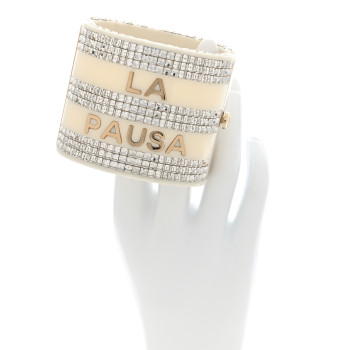CHANEL Resin Crystal CC La Pausa Cuff Beige