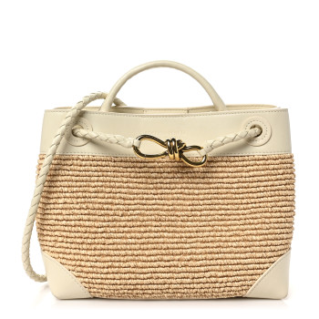 BOTTEGA VENETA Raffia Lambskin Torchon Small Andiamo Shoulder Bag Sea Salt Natural
