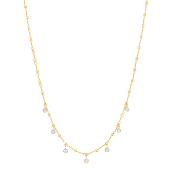 ROBERTO COIN 18K Yellow White Gold Diamonds by the Inch Dog Bone Chain Dangle Necklace