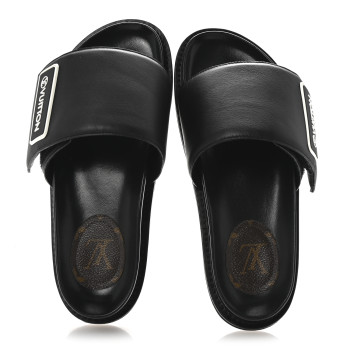 LOUIS VUITTON Calfskin Womens Pool Pillow Sunset Mules 38 Black