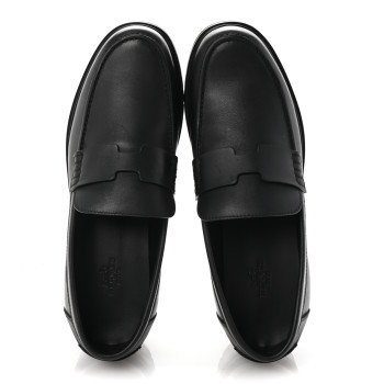 HERMES Calfskin Ivy Loafer 38 Black