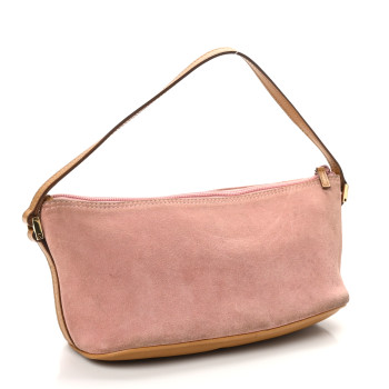 GUCCI Suede Boat Pochette Pink Tan
