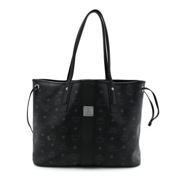 MCM Visetos Medium Liz Reversible Shopper Tote Black