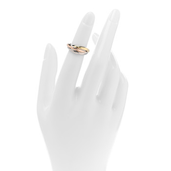 CARTIER 18K Pink Yellow White Gold Small Trinity Ring 48 4.5