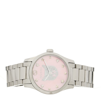 GUCCI Stainless Steel Pink Mother of Pearl 27mm G-Timeless Cat Quartz Watch