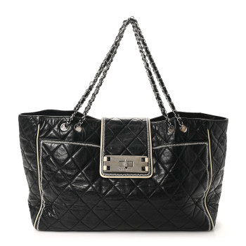 CHANEL Lambskin Quilted Large East West Tote Black