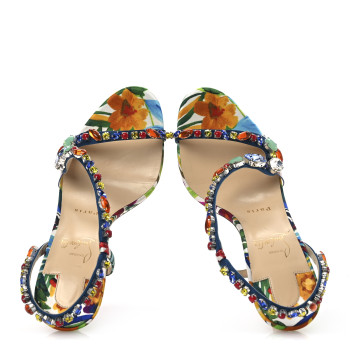 CHRISTIAN LOUBOUTIN Crepe Satin Rosapetra 100 Sandals 38 Ludwig Multi