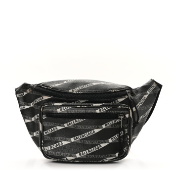 BALENCIAGA Coated Canvas Losange Monogram Explorer Belt Bag Black Grey