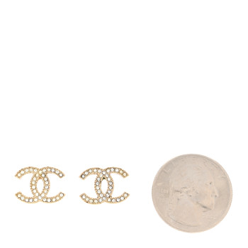 CHANEL Crystal CC Earrings Gold