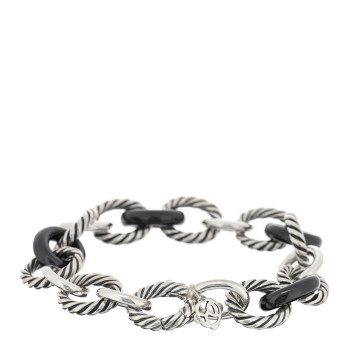 DAVID YURMAN Sterling Silver Ceramic 13mm Large Oval Link Bracelet Black