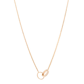 CARTIER 18K Pink Gold Diamond Interlocking LOVE Necklace