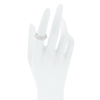 PARKER & WEST 18K White Gold Diamond 1.00ctw Three Row Curved Band Ring 53 6.5