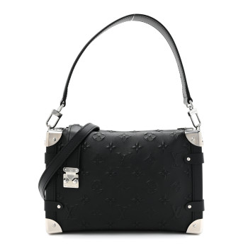 LOUIS VUITTON Calfskin Debossed Monogram Side Trunk Black