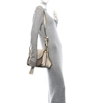 CHLOE Calfskin Snakeskin Braided Medium Hudson Double Carry Shoulder Bag Beige