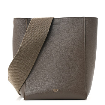 CELINE Soft Grained Calfskin Small Sangle Bucket Bag Taupe