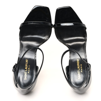 SAINT LAURENT Patent Calfskin Opyum 110 Sandals 40 Black Gold