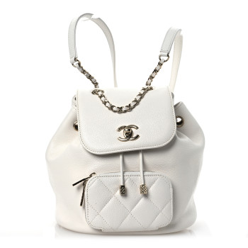 CHANEL Caviar Quilted Mini Business Affinity Backpack White