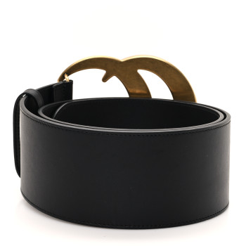 GUCCI Calfskin Double G Wide Belt 85 34 Black