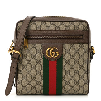 GUCCI GG Supreme Monogram Web Small Ophidia Messenger Bag Brown