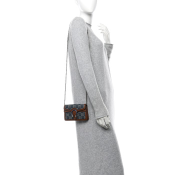 GUCCI New Denim GG Monogram Dollar Calfskin Enamel Super Mini Dionysus Shoulder Bag Blue Tea Cuir Epilog Electric Blue